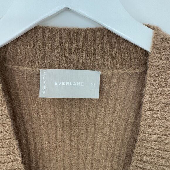 Everlane The Oversized Alpaca Merino Wool Cardigan Lightweight Pristine Tan XS - Picture 5 of 12